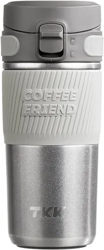 Miniatura 9 de TKK Taza de café de viaje de 15 onzas, taza de café aislada de acero inoxidable con tapa abatible, taza de viaje a prueba de fugas para café, té