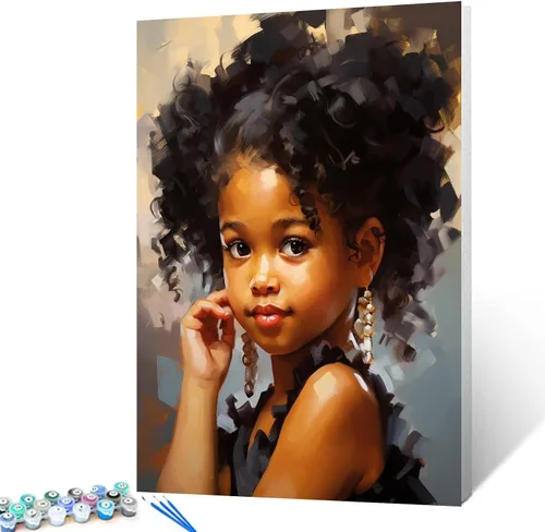 Miniatura 18 de Tucocoo Pintura por números para adultos, kits de pintura al óleo digital sobre lienzo con pinceles y pigmento acrílico, hermoso retrato de niña