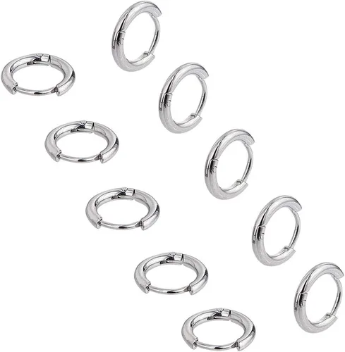 UNICRAFTALE 20 aretes de aro pulidos a mano de 0.472 in, aretes de aro de acero inoxidable de 0.028 in, componentes de alambre de acero inoxidable