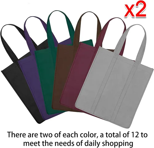 Miniatura 4 de WISELIFE Bolsas de compras reutilizables para comestibles, paquete de 10 bolsas de mano plegables grandes a granel bolsas de productos ecológicos