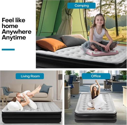 Miniatura 7 de Panana Colchón de aire Queen con bomba eléctrica incorporada, altura de 18.5" Cama de aire hinchable cómoda para invitados con parte superior