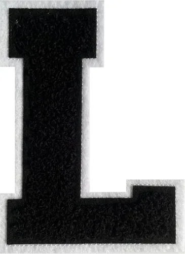Parche de letras Varsity de felpilla negra de 4.5 pulgadas, parches para planchar para ropa, sombreros, jeans, bolsas y mochilas (1 unidad)