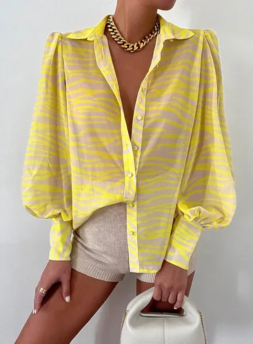Miniatura 2 de EVALESS Blusas con botones para mujer, blusas de manga larga con estampado de moda 2023