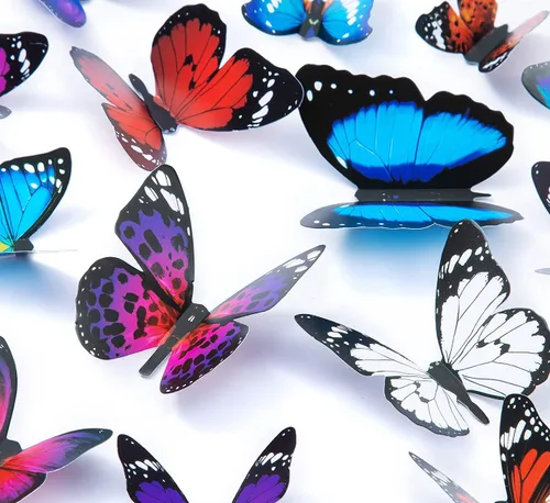 43 calcomanías de pared de mariposas 3D para decoración de murales extraíbles para decoración del hogar y dormitorio