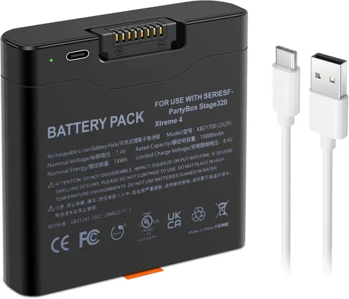 Batería de 10000 mAh compatible con JBL PartyBox Stage 320 y Xtreme 4 altavoz portátil, repuesto para JBL Battery 400, con cable de carga tipo C