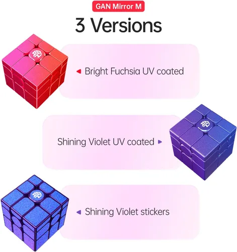 Miniatura 6 de GAN MirrorM - Cubo magnético con recubrimiento UV, 3x3x3, 48 imanes con purpurina y destellos, cubo de velocidad de espejo, rompecabezas, juguetes