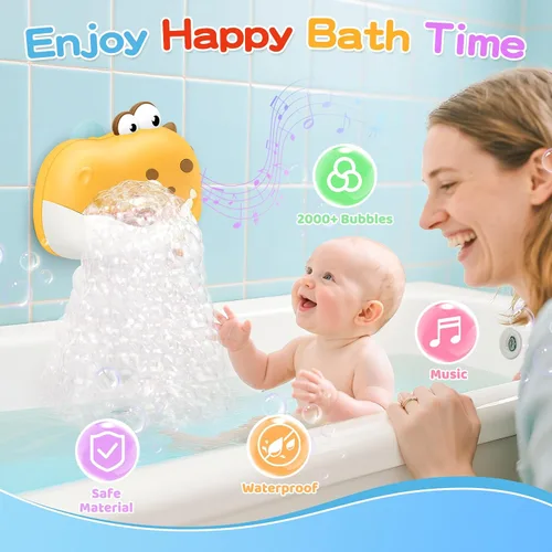 Miniatura 2 de Juguetes de baño para bebés de 1 a 3 4 a 8 años, máquina recargable de burbujas de baño de dinosaurio con música para niños pequeños, juguetes