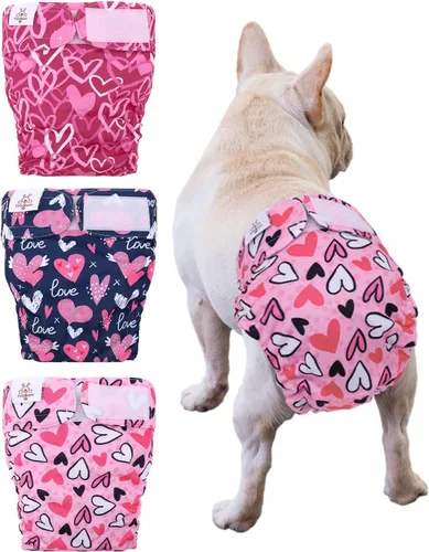 Miniatura 23 de CuteBone WWD28XS - Pañales lavables para perras, sin agujero para la cola, reutilizables, pantalones de entrenamiento para perritos, con cola