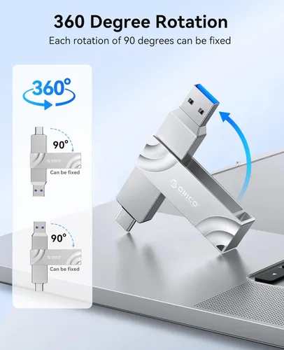 Miniatura 6 de ORICO SSD externo de 1 TB velocidades de lectura/escritura de hasta 1050 MB/s de doble puerto USB 3.2 Gen 2 USB C Disco duro externo portátil