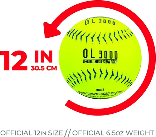 Miniatura 5 de Franklin Sports Softballs de tamaño oficial – Pelotas de sóftbol de 12 pulgadas – Pelotas de torneo de lanzamiento lento – Ideal para práctica +