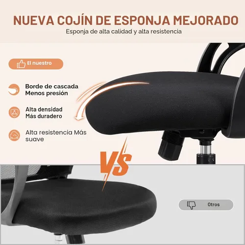 Miniatura 4 de Sweetcrispy Silla de escritorio para computadora de oficina, ergonómica, con respaldo alto, de malla, con ruedas y reposacabezas ajustables, cómodo