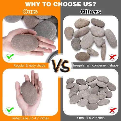 Miniatura 3 de Rocas de río para pintar 12 piezas, rocas grandes de 3.5 a 5 pulgadas, piedras lisas planas para pintar, rocas de manualidades para pintar