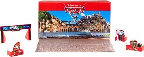 Mattel Disney and Pixar Cars - Juego de 5 autos coleccionables de juguete y carrito de herramientas, inspirado en el Gran Premio Mundial de Cars 2
