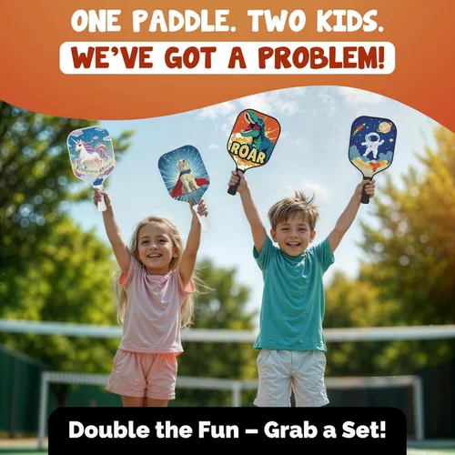 Miniatura 5 de Paleta de pickleball para niños diseñada para edades de 3 a 12 años, fibra de vidrio ligera (0.37 libras), agarre pequeño para un fácil control