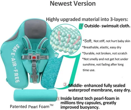 Miniatura 7 de Mambobaby Flotador con Toldo Tamaño Mejorado, No Inflable, para Bebé Infantil, Flotador de Piscina Inteligente, Mambo Flotador de Natación, Rosa
