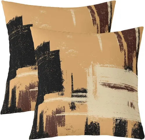 Miniatura 39 de Juego de 2 fundas de almohada abstractas de 16 x 16 pulgadas para niños, niñas, adolescentes, decoración de dormitorio, moderna a rayas, decoración