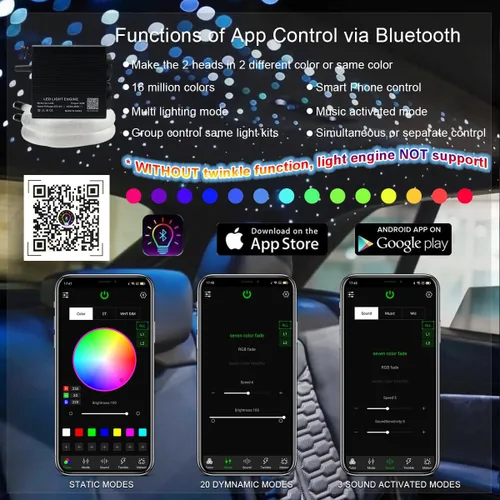 Miniatura 2 de AKEPO - Luces de fibra óptica de doble cabezal RGBW de 32 W, control de aplicación de diferentes colores, 750 piezas de fibras ópticas mixtas en 9.8