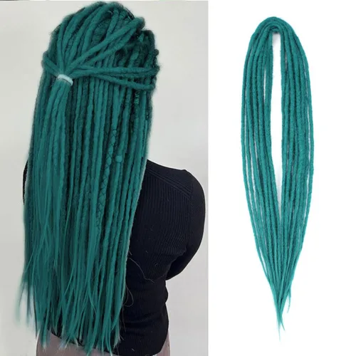 Miniatura 13 de Extensiones de rastas trenzadas bohemias de 24 pulgadas, 10 hebras de rastas sintéticas rizadas color marrón degradado con trenza de caja, rastas