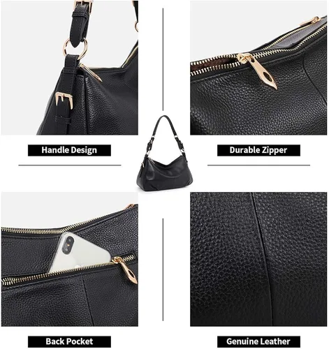 Miniatura 4 de Kattee Bolsos de cuero suave para mujer bolsos de hombro vintage con asa superior auténtica