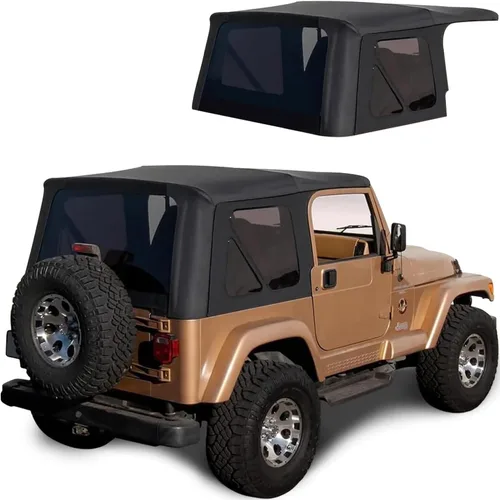 Revestimiento superior estilo de fábrica Sierra Offroad para Jeep Wrangler TJ (1997-2002), funda blanda con vidrios polarizados, sin puertas Negro