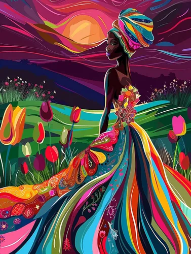 Miniatura 18 de SKRYUIE Kit de pintura de diamante 5D para mujer africana, arte de diamantes para bricolaje, afroamericano, taladro redondo completo, bordado