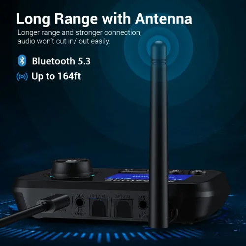 Miniatura 5 de Receptor transmisor Bluetooth 3 en 1 Bluetooth 5.3 adaptador de audio para 2 auriculares con control de volumen de derivación interruptor