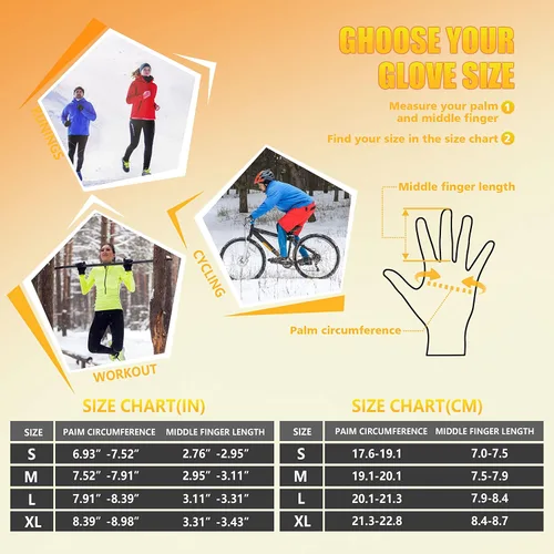 Miniatura 6 de ihuan Guantes de invierno para hombres y mujeres guantes de clima frío para correr ciclismo guantes impermeables para nieve cálidos dedos
