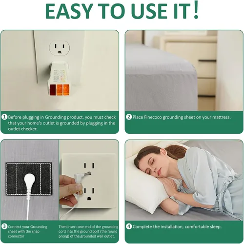 Miniatura 5 de Grounding Sheets Sábanas 10% fibra de plata pura y 90% algodón orgánico Earthing Ground Well Sábanas para mejorar el sueño, reducir la ansiedad por