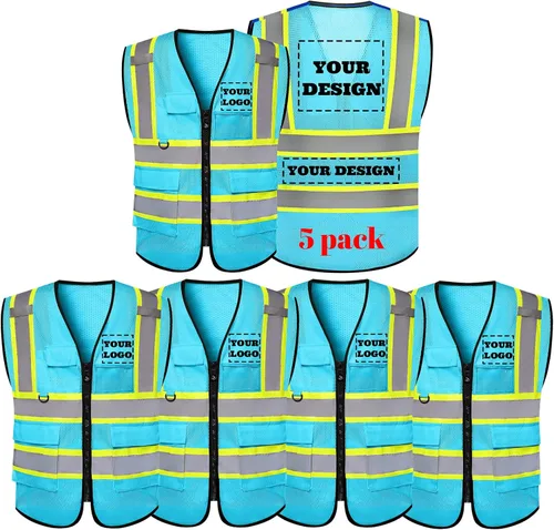 Miniatura 32 de Chaleco de seguridad reflectante de alta visibilidad con 5 bolsillos y cremallera clase 2 para adultos, unisex, ropa de trabajo de seguridad