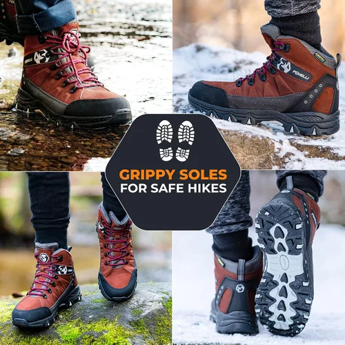 Miniatura 5 de Foxelli Botas de senderismo para hombre, botas de senderismo impermeables de gamuza para hombre, transpirables, cómodas y ligeras