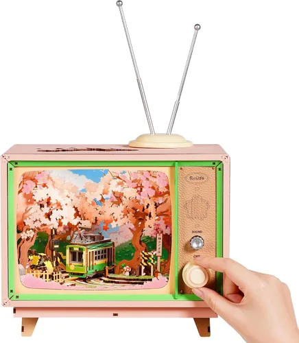Miniatura 8 de Rolife Rompecabezas 3D para adultos, Sakura Dreamy Tour, rompecabezas de madera 3D, caja de música de TV para mamá, kits de manualidades creativas