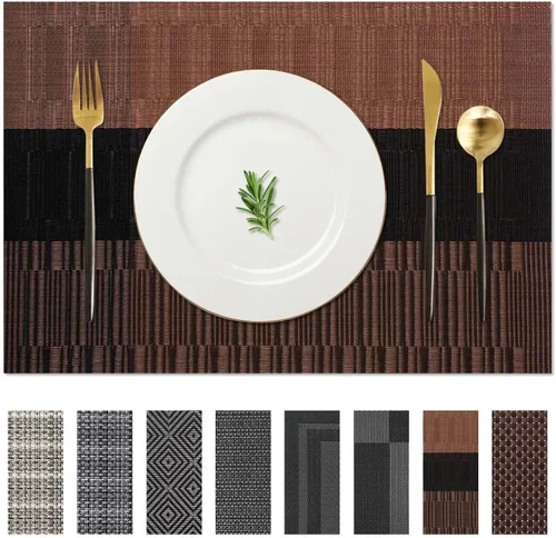 Miniatura 23 de AHHFSMEI Manteles individuales para mesa de comedor, juego de 4, manteles individuales de vinilo tejido de plástico, antideslizantes, aislamiento