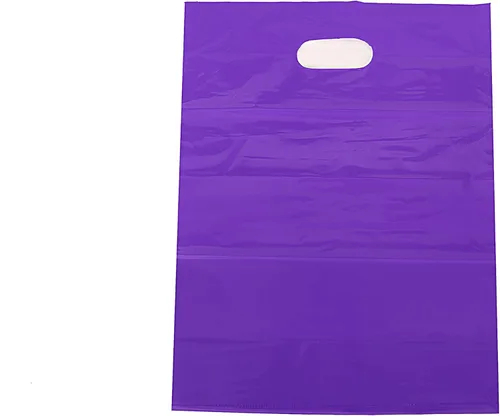 Miniatura 4 de Kivvo 200 Merchandise bolsas de plástico de 12 x 15 pulgadas, color rosa y morado. Bolsos de compras por unidad con manija troquelada
