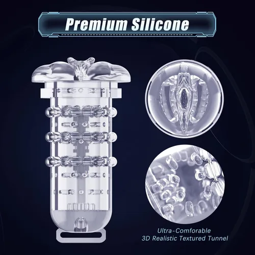 Miniatura 5 de Masturbador masculino automático con 5 modos de empuje y vibración para estimulación del pene, juguete eléctrico de bolsillo para adultos con vagina