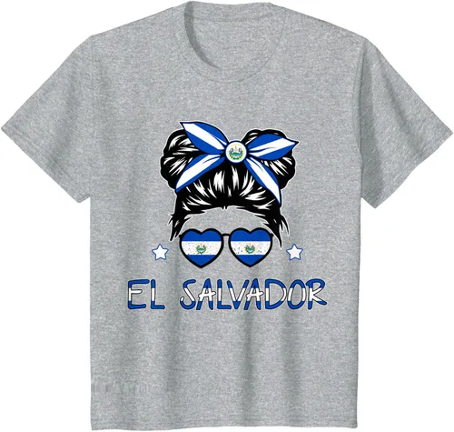 Miniatura 39 de Camiseta de El Salvador para Niñas Bandera Patrimonio Hispano Salvadoreño