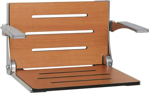 Miniatura 12 de Seachrome Silhouette Comfort Banco de Ducha Plegable de Montaje en Pared con Brazos, Asiento Negro con Marco Negro Mate