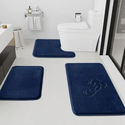 Miniatura 14 de HUXMEYSON Juego de alfombras de baño de 2 piezas, juego de alfombrillas antideslizantes y de secado rápido, alfombras de baño ultra suaves de Negro