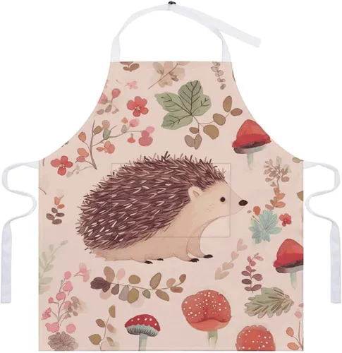 Miniatura 7 de MUSM Delantal para adultos – 27.6 x 31.5 pulgadas, delantales de poliéster resistentes con dos bolsillos grandes, delantal de cocina de erizo