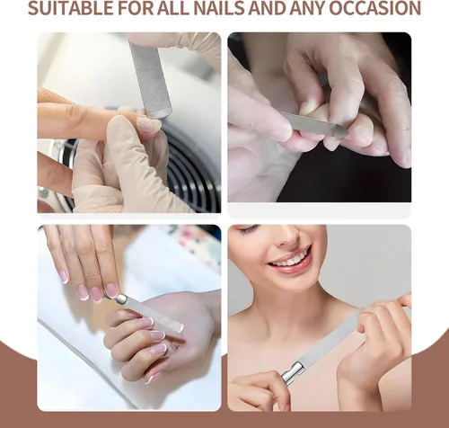 Miniatura 6 de Lima de uñas de metal (2 piezas), limas de uñas para uñas naturales y uñas de los pies, uñas gruesas hechas de acero inoxidable, limas de uñas