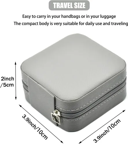 Miniatura 5 de MODENGKONGJIAN Mini estuche de viaje para joyería, caja organizadora de joyas de viaje de piel sintética, pequeño soporte portátil