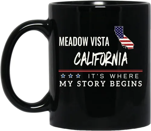 Coffee Mug Intended for Meadow Vista California City State American Flag Mug Meadow Vista CA It's Where My Story Begins 4th of July Patriotic Gift