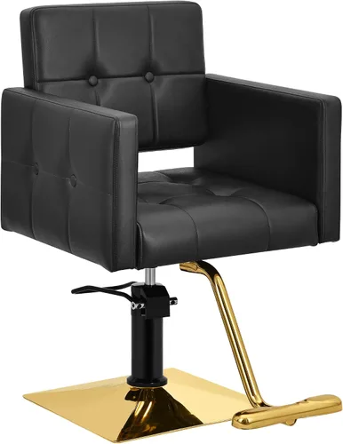 Miniatura 8 de All Black Salon Chair, Professional Hydraulic Barber Hair Styling Chair with 360° Swivel 135° Reclining, Multi-Function Braiding Hairdresser Chairs