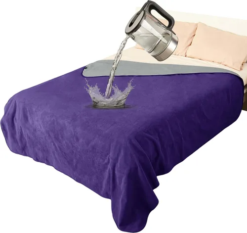 Miniatura 15 de Catalonia Manta impermeable para cama, funda reversible de forro polar, protector de muebles lavable a prueba de líquidos Azul marino+gris pardo