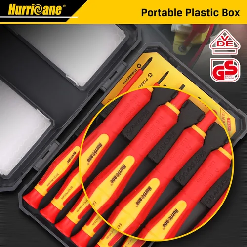 Miniatura 5 de HURRICANE Juego de destornilladores aislados de 1000 V, juego de 6 piezas de destornilladores de electricista de precisión con puntas magnéticas