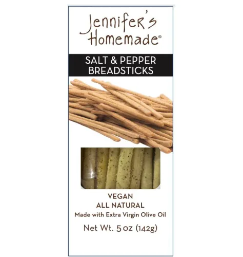 Miniatura 2 de JENNIFERS Palitos de pan caseros de sal y pimienta, veganos todo natural, hechos con aceite de oliva virgen extra, aperitivo crujiente y delicioso