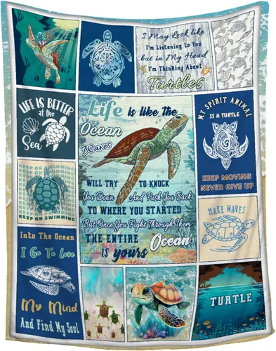 Manta de tortuga marina, regalos de tortuga marina para mujeres, regalos de tortugas para los amantes de las tortugas, manta de cama acogedora manta