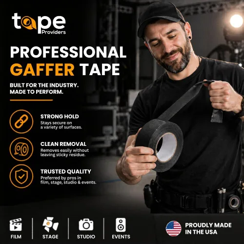 Miniatura 2 de WOD - Cinta adhesiva negra de grado profesional, fabricada en Estados Unidos, 1 pulgada x 50 yardas, sin residuos pegajosos, cables, no reflectante
