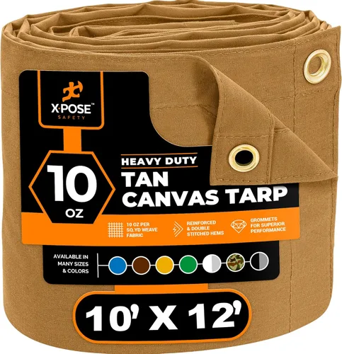 Miniatura 116 de Xpose Safety Lona de Lona - Lonas de Lona Verde de 10oz Resistentes al Agua con Ojales de Latón - Lona Multiusos para Exteriores para Campamento