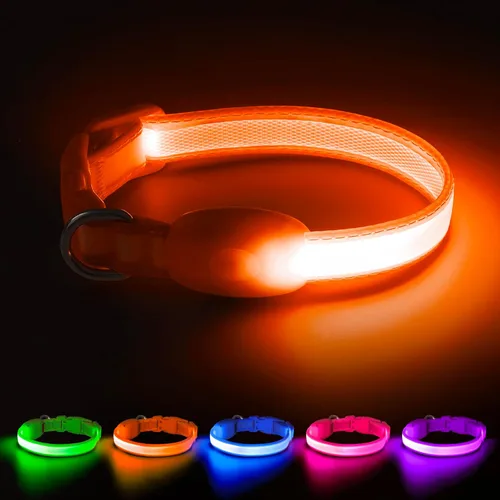 Miniatura 13 de Collar LED para Perros Vizpet, Collar para Perros Luminoso Ajustable Recargable por USB Super Brillante Luz de Seguridad Collares Brillantes