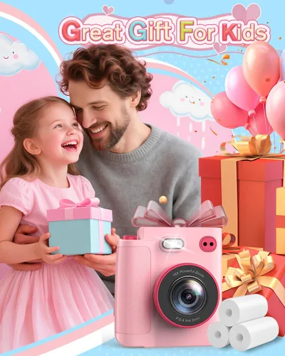 Miniatura 4 de Juguetes de cámara para niños de 3, 4, 5, 6, 7, 8, 9, 10 años, regalo de cumpleaños de Navidad con cámara digital HD 1080P, tarjeta SD de 32 GB, Rosa